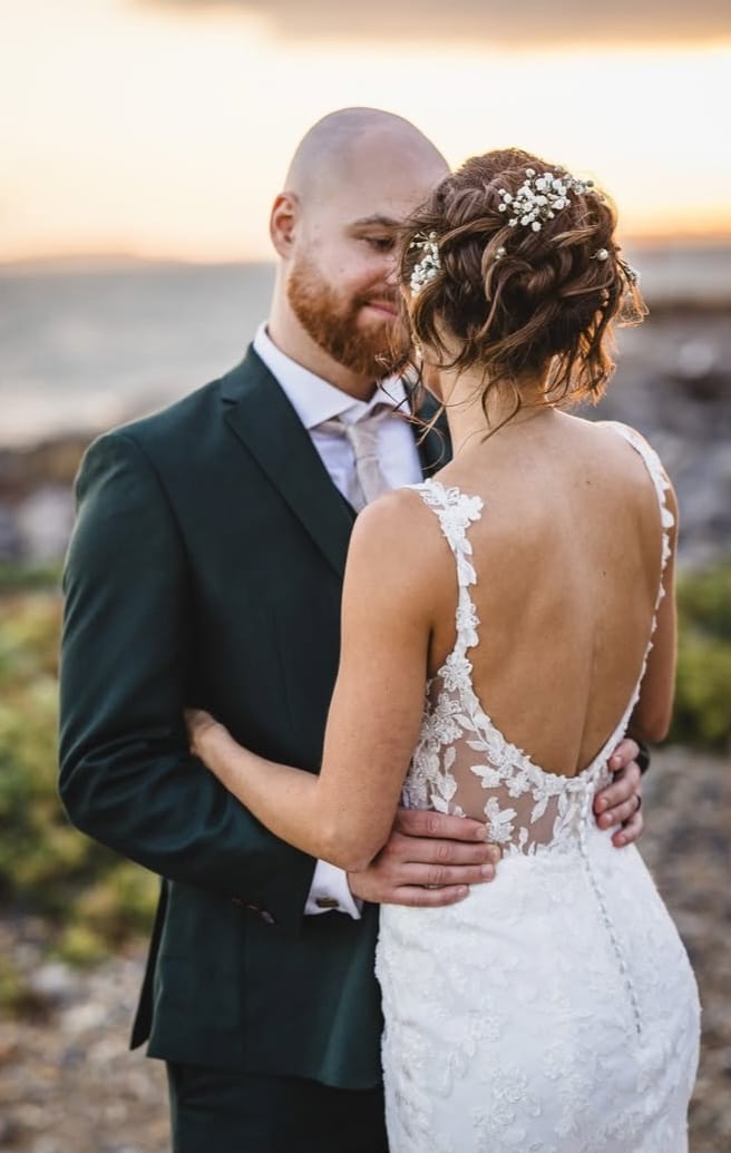 Bournemouth bridal hair styled with floral pins
