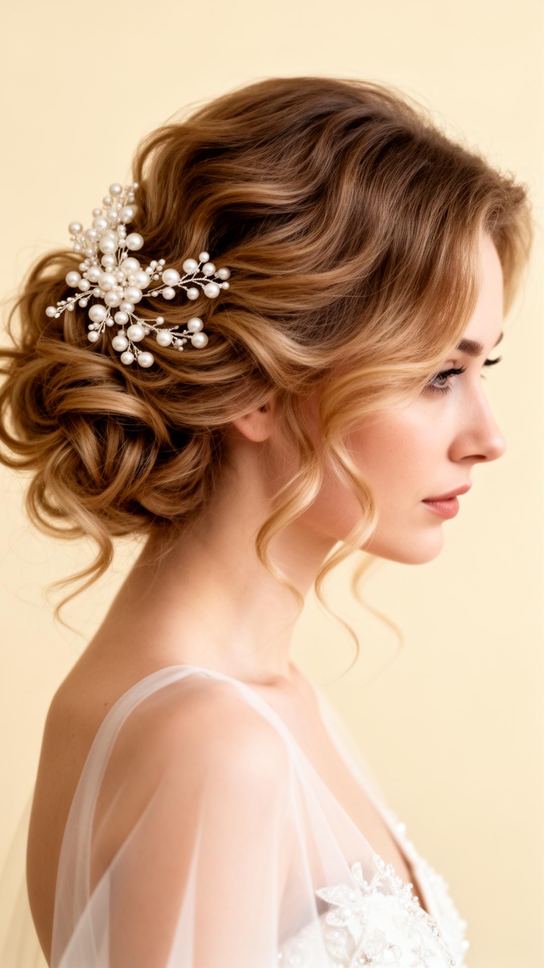 Bournemouth Bridal updo with pearl detailing